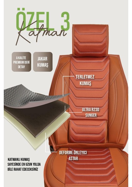 Fiat 600E Uyumlu Oto Koltuk Kılıfı Deri, Kumaş Elegance Tarçın fiyatları