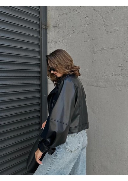 Yeni Sezon Balon Kol Deri Ceket Mont