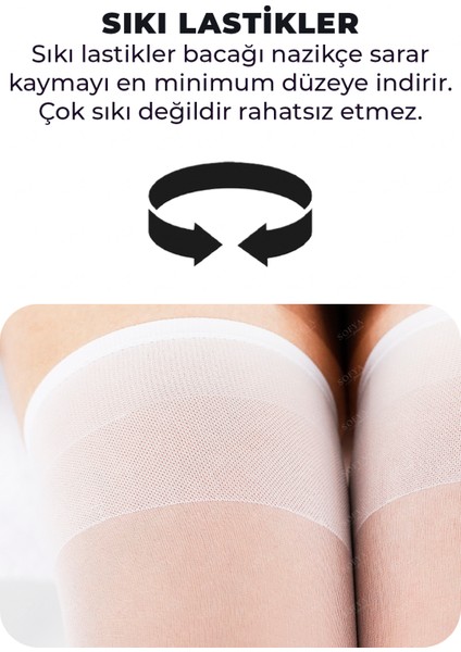Beyaz Diz Üstü Jartiyer Çorap, Burun Takviyeli Dayanıklı Esnek Beyaz Kadın Çorabı, 20 Den fiyatları