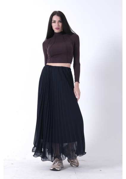 Lacivert Astarlı Piliseli Etek 4594046.02