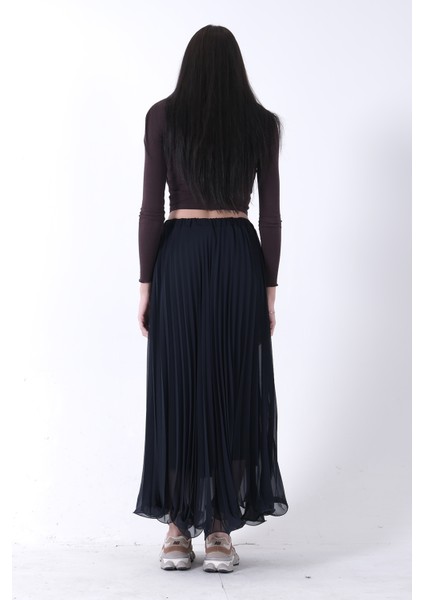 Lacivert Astarlı Piliseli Etek 4594046.02