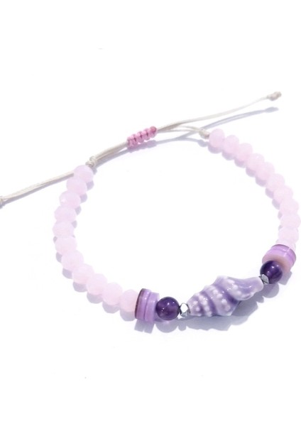 Seramik Deniz Kabuklu Sedef Ametist ve Hematit Doğaltaşlı Pembe Kristal Boncuklu Bileklik fırsatları