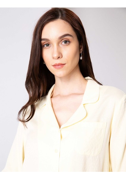 Kadın Açık Sarı Uzun Kollu Gömlek 50204411-VR004