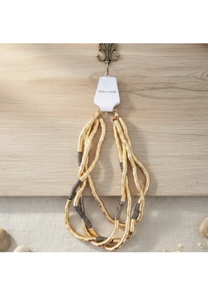 Bohem Şık El Yapımı Uzun Kolye | Etnik Tasarım Gold Detaylı fırsatları