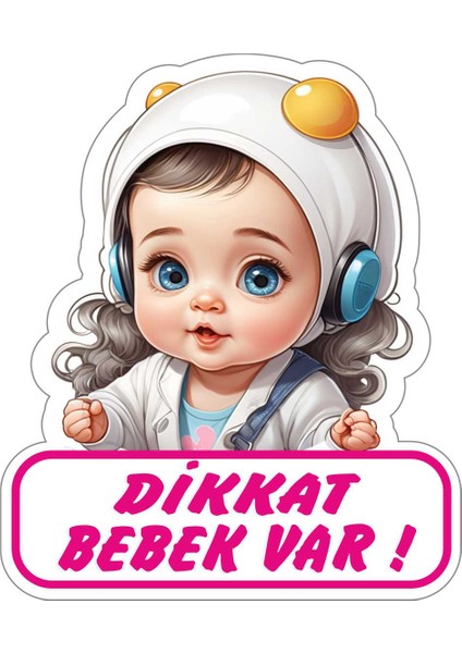 3 Adet 17X20 cm Dikkat Bebek Var V3 Sticker Laptop Kask Araba Motor Sticker
