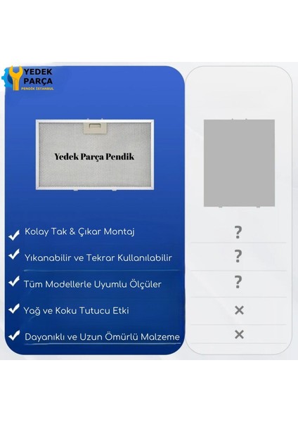 Bosch Uyumlu 0066022 ve 00660223 Davlumbaz Metal Yağ Filtresi Seti