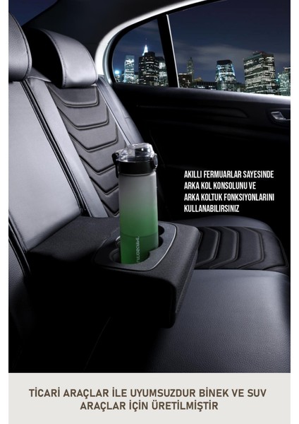 Mitsubishi Pajero Uyumlu Oto Koltuk Kılıfı Deri, Kumaş Elegance Siyah