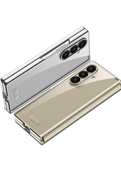 Galaxy Z Fold 7 Kılıf Zore Full Camlı Kıpta Kapak - Gri-Yeşil