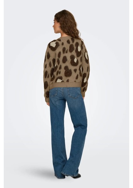 Kadın Onledelıe V Yaka Desenli Yün Hırka 15353090 Kahverengi fiyatları