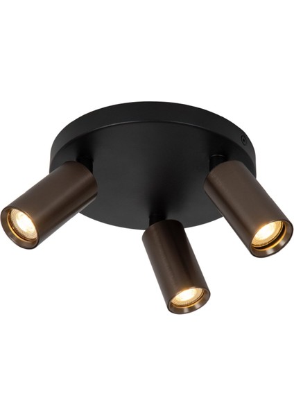 Siyah Kahve Üçlü Metal Spot Avize GU10 LED Hareketli Başlık Modern Tavan Işığı