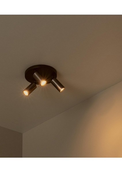 Siyah Kahve Üçlü Metal Spot Avize GU10 LED Hareketli Başlık Modern Tavan Işığı fiyatları