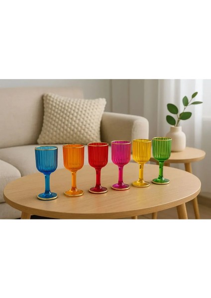 6 Lı Cam Yaldızlı Renkli Kahve Yanı Su Bardağı Kadeh Kupa Bardak 75ML fiyatları