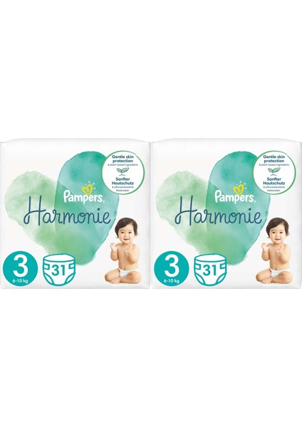 Pampers Harmonie Bebek Bezi Beden:3 (6-10KG) Midi 62 Adet Ekonomik Ultra Fırsat Pk
