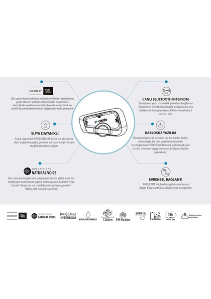 Freecom 4x Jbl Bluetooth ve Intercom (Tekli Paket)