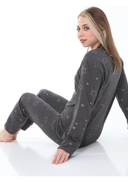 Kadın Kısa Kollu Pijama Takımı Yıldızlı