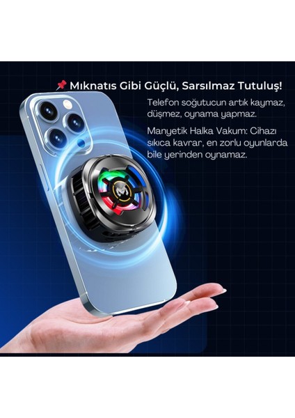 Magsafe Uyumlu Telefon Soğutucu – Dijital Isı Göstergeli, Rgb LED Işıklı, Turbo Fanlı 6000 Rpm, Klipsli Tutucu modelleri