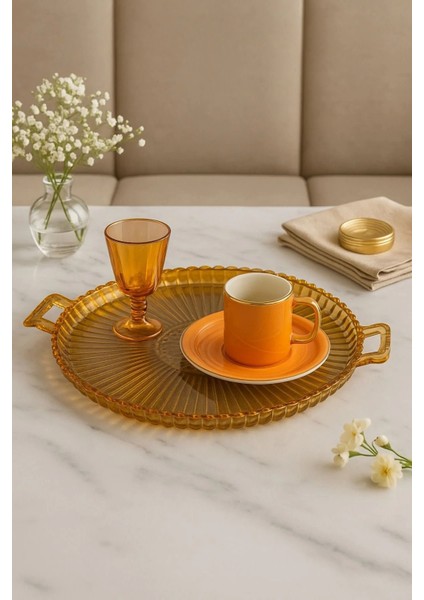 Mika Kristal Kulplu Sunum Tepsisi Organizer Düzenleyici Tepsi 36*30CM