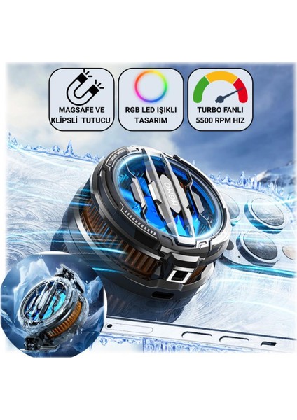 Klipsli Manyetic Kasırga Radyatörlü Telefon Soğutma Fanı Ultra Hızlı Soğutucu Soğutma Fanı Radyatör Soğutucu