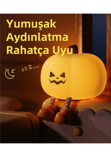 Sevimli Kabak Gece Lambası – 3 Kademeli Dokunmatik Işıklı, Şarjlı, Silikon Tasarım fırsatları