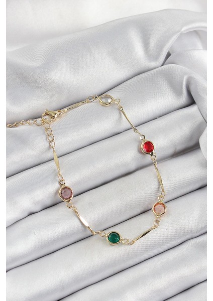 Pirinç Asorti Model Gold Renk Zirkon Taşlı Kadın Bileklik - PRT3500EB06453