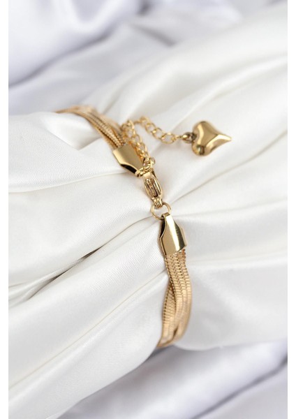 316L Çelik Örgü Italyan Zincir Model Gold Renk Kadın Bileklik - PRT3500EB08719 fiyatları