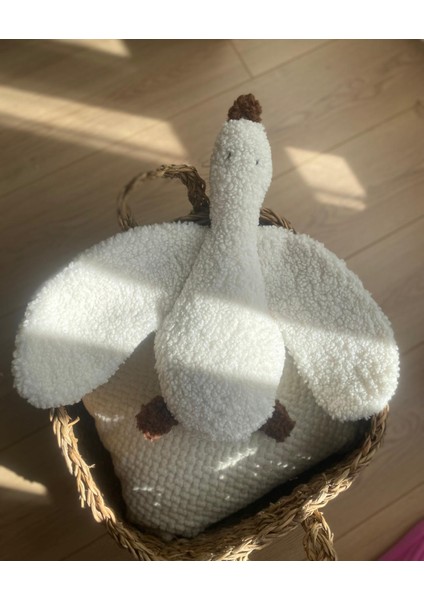 Sevimli Ördek Uyku Arkadaşı ve Peluş Oyuncak Beyaz-Camel 38 cm fiyatları