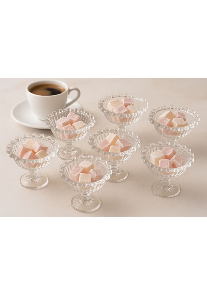 Boncuklu Ayaklı Plastik Mika Lokumluk Mini Sunumluk 6'lı