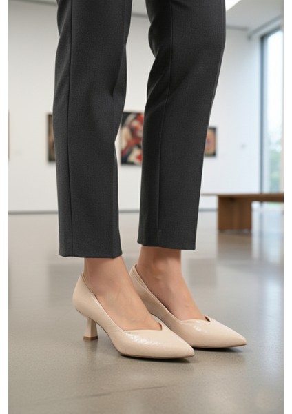 Bej Ince Topuklu Kadın Topuklu Ayakkabı 357188 Z