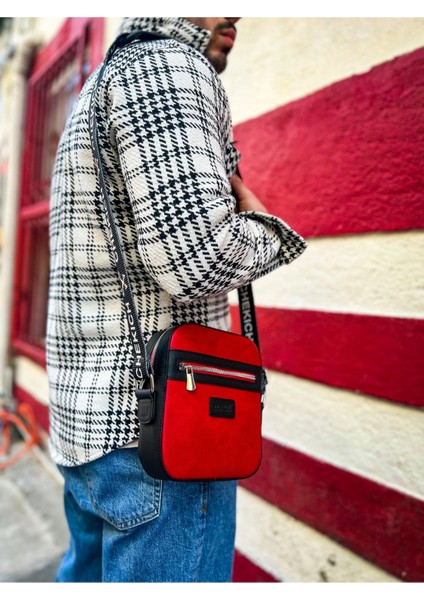 CH102 - Stealht Kare Erkek Çanta Sıyah - Kırmızı fiyatları