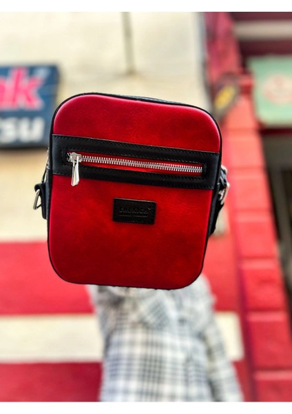 CH102 - Stealht Kare Erkek Çanta Sıyah - Kırmızı modelleri