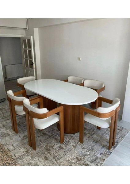 Bohem Masa Takımı T Sandalye Ahşap Masa Takımı 6 Kişilik Masa Sandalye Takımı Iskandinav Takım