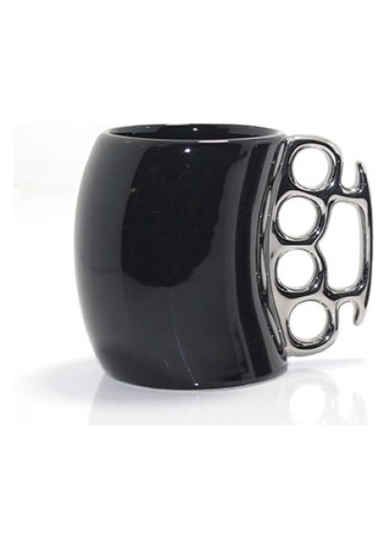 Porselen Muşta Tasarımlı Kupa Bardak Siyah
