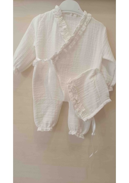 Fırfırlı Kruvaze Müslin Bebek Tulumu fiyatları