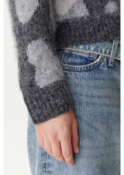 Kadın Onledelıe V Yaka Desenli Yün Hırka 15353090 Gri fırsatları