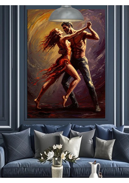 Alevli Çift Dans Dekoratif Kanvas - Mdf Ahşap Tablo