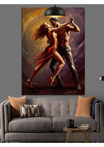 Alevli Çift Dans Dekoratif Kanvas - Mdf Ahşap Tablo fiyatları