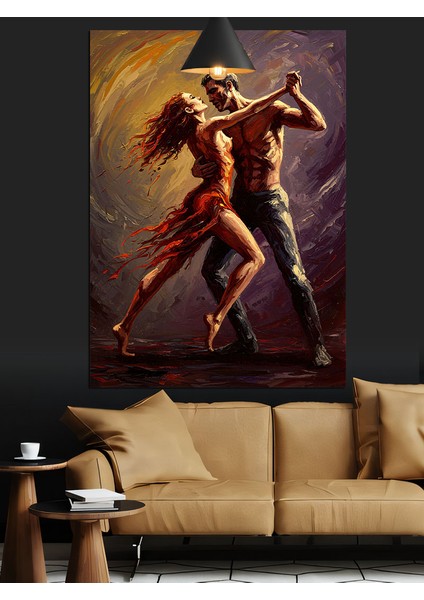 Alevli Çift Dans Dekoratif Kanvas - Mdf Ahşap Tablo fırsatları