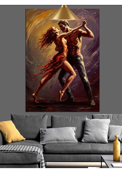 Alevli Çift Dans Dekoratif Kanvas - Mdf Ahşap Tablo indirimleri