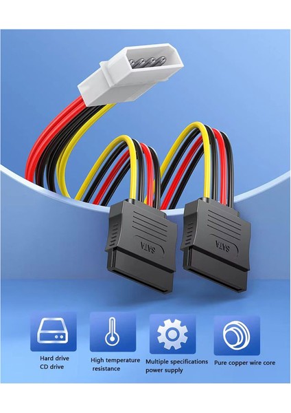 4 Pin Molex Power To 2 x Sata Dişi Power Çevirici Kablo Ide Sata Power Çevirici 30CM fırsatları