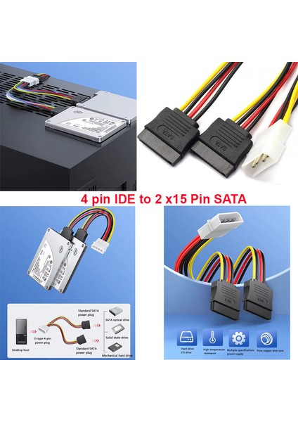 4 Pin Molex Power To 2 x Sata Dişi Power Çevirici Kablo Ide Sata Power Çevirici 30CM indirimleri