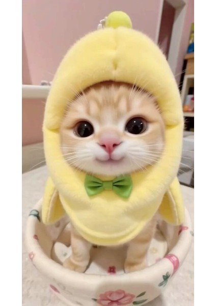 Muz Kostümlü Kedi Ev Duvar Salon Güzellik Salonu Ofis Dükkan Dekarasyon Kanvas Tablo fiyatları