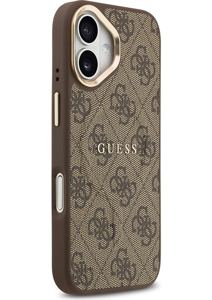 iPhone 17 Kılıf Guess Lisanslı M-Safe Şarjlı Gold Kamera Çerçeveli Pu Deri Yazı Logolu Kahverengi fırsatları