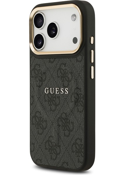 iPhone 17 Pro Kılıf Guess Lisanslı M-Safe Şarjlı Gold Kamera Çerçeveli Pu Deri Yazı Logolu Siyah fiyatları