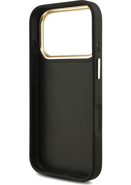 iPhone 17 Pro Uyumlu Kılıf Guess Orjinal Lisanslı 4g Büyük Metal Logolu Kalın Askılı Kapak Siyah