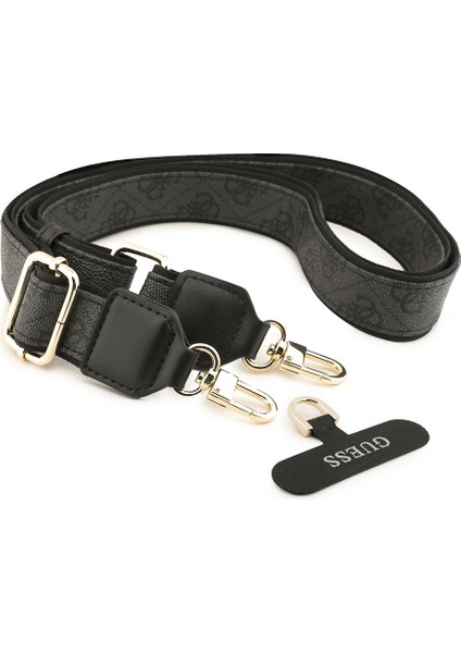 iPhone 17 Pro Uyumlu Kılıf Guess Orjinal Lisanslı 4g Büyük Metal Logolu Kalın Askılı Kapak Siyah