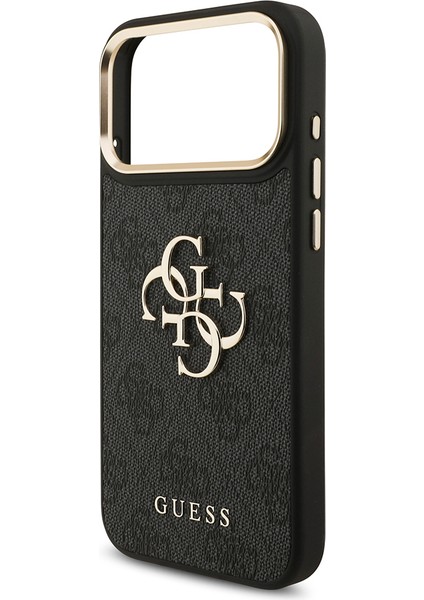 iPhone 17 Pro Max Uyumlu Kılıf Guess Orjinal Lisanslı 4g Büyük Metal Logolu Kalın Askılı Kapak Siyah
