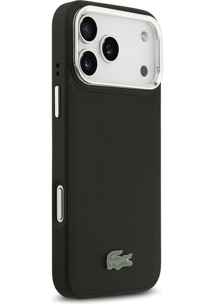 iPhone 17 Pro Max Kılıf Lacoste Lisanslı M-Safe Şarjlı Pu Pike Desenli Standlı Metal Logolu Siyah fırsatları