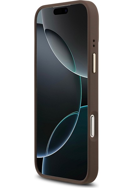 iPhone 17 Pro Max Kılıf Guess M-Safe Şarjlı Gold Kamera Çerçeveli Pu Deri Yazı Logolu Kahverengi indirimleri