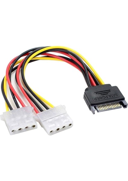Sata 15 Pin Erkek Power Çift Molex 4 Pin Dişi Power Çevirici 30CM