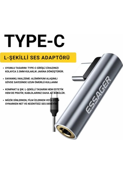 L Tipi Type-C To 3.5mm Aux Dönüştürücü Type-C To 3.5mm Kulaklık Dönüştürücü Ses Dönüştürücü Kablo fiyatları